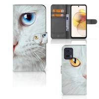 Motorola Moto G73 | Telefoonhoesje | Met pasjeshouder | Witte Kat