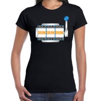 Fruitmachine boring/drunk / gokmachine saai/dronken drank fun t-shirt zwart voor dames - thumbnail