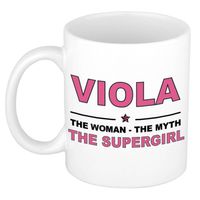 Naam cadeau mok/ beker Viola The woman, The myth the supergirl 300 ml - Naam mokken