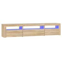 The Living Store TV-meubel - Sonoma eiken - 195 x 35 x 40 cm - Met RGB LED-verlichting