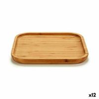Snackdienblad Vierkant Bruin Bamboe 20 x 1,5 x 20 cm (12 Stuks)