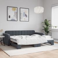 Slaapbank met onderschuifbed 90x190 cm fluweel donkergrijs