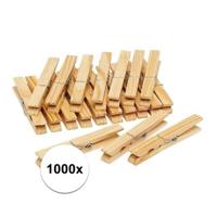 Benson Houten wasknijpers - 1000x stuks - wasgoedknijpers - 7 cm - De was doen - Bamboe