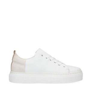 Manfield leren plateau sneakers wit/goud