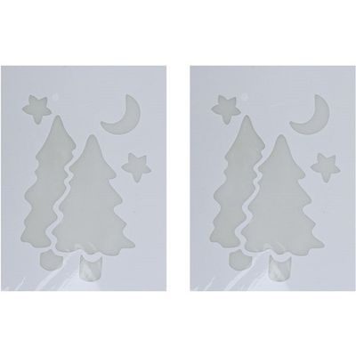 2x Kerst raamsjablonen/raamdecoratie kerstboom plaatjes 35 cm