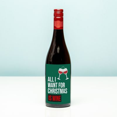 Wijnfles kerst All I want for Christmas is wine - Rood (Merlot)