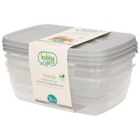 Vershoudbakjes - 6x stuks - lichtgrijs - 1,2 liter - kunststof - bewaarbakjes - voorraadbakje