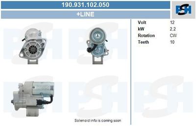 Starter Toyota 2.2 kw 190931102050