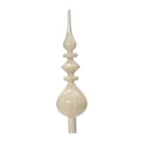 Grote glazen kerstboom piek/topper antiek wit 35 cm Grote glazen kerstboom piek/topper antiek wit 35 cm