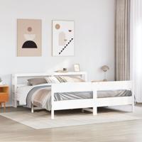 Bedframe zonder matras massief grenenhout wit 180x200 cm