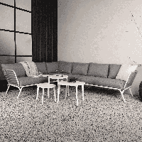 Nohr Loungeset 'Fanendo' Met hoekbank en 3 tafels, kleur Wit