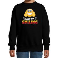 Funny emoticon sweater Keep on smiling zwart kids - thumbnail