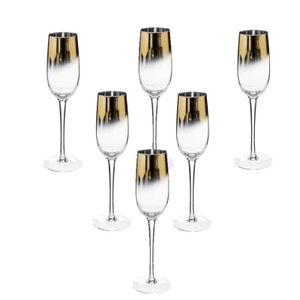 Set van 12x champagneglazen/flutes gouden rand Arya 210 ml van glas