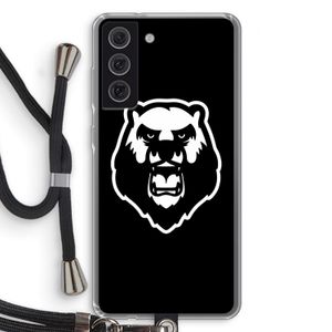Angry Bear (black): Samsung Galaxy S21 FE Transparant Hoesje met koord