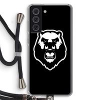 Angry Bear (black): Samsung Galaxy S21 FE Transparant Hoesje met koord