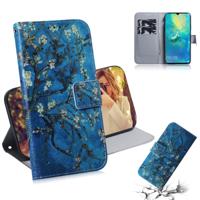 Abrikoos bloem patroon gekleurde tekening horizontale Flip lederen case voor Huawei mate 20 X met houder & card slots & portemonnee