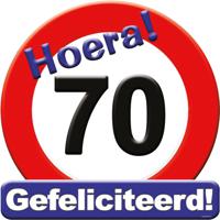 70 jaar verjaardag stopbord - Dia 50 cm - Leeftijd feestartikelen - verkeersbord - Karton - thumbnail