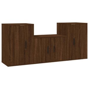 The Living Store Televisiekastenset - Bruineiken - 1x 57x34.5x40 cm / 2x 40x34.5x60 cm - Trendy design