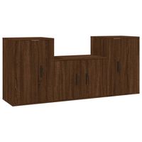 The Living Store Televisiekastenset - Bruineiken - 1x 57x34.5x40 cm / 2x 40x34.5x60 cm - Trendy design