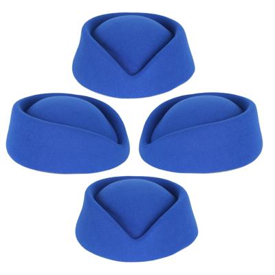 4x Blauwe stewardess hoedjes voor dames