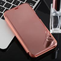 Galvaniseren spiegel horizontale flip case voor Galaxy j2 core met houder (Rose goud)