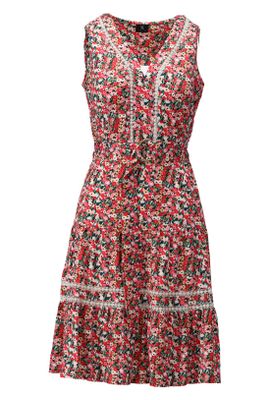 K Design - Rood Jurk bloemenprint - Maat XL