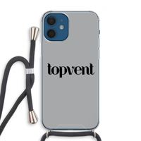 Topvent Grijs Zwart: iPhone 12 Transparant Hoesje met koord