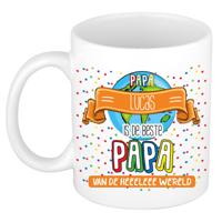 Naam mok papa Lucas - wit - de beste - keramiek - 300 ml - Vaderdag/verjaardag