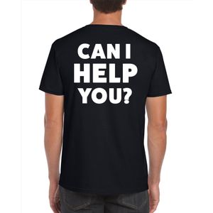 Can I help you tekst t-shirt zwart heren voor beurzen en evenementen