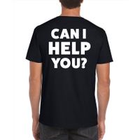 Can I help you tekst t-shirt zwart heren voor beurzen en evenementen - thumbnail