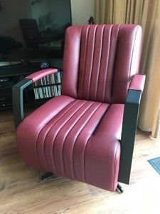 Leren draaifauteuil met stalen frame en stervoet - rood leer - Echt leer, Industrieel, ontdek de vele Leersoorten en Kleuren bij ShopX