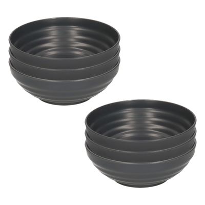 Kommetjes/schaaltjes - 6x - Dessert/ontbijt - Kunststof - D13 cm - antraciet
