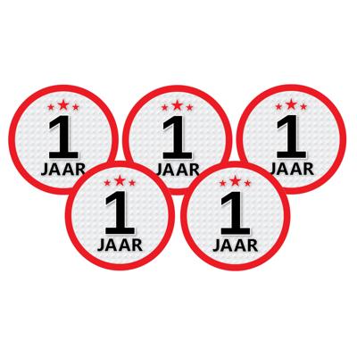 5x 1 Jaar leeftijd stickers rond 15 cm verjaardag versiering 5x 1 Jaar leeftijd stickers rond 15 cm verjaardag versiering