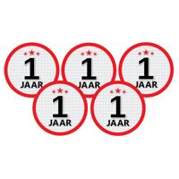 5x 1 Jaar leeftijd stickers rond 15 cm verjaardag versiering