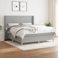 Boxspring met matras stof lichtgrijs 180x200 cm