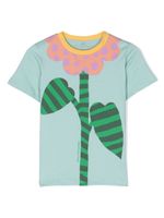 Stella McCartney Kids t-shirt en coton à fleurs - Bleu