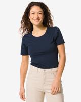 HEMA Dames T-shirt basic o-hals donkerblauw (donkerblauw)