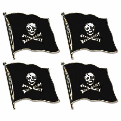 4x stuks pin broche/speldje Vlag Piraten thema 20 mm