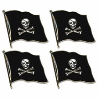 4x stuks pin broche/speldje Vlag Piraten thema 20 mm 4x stuks pin broche/speldje Vlag Piraten thema 20 mm