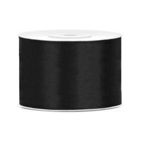 Partydeco Cadeaulint - zwart - 5 cm x 25 meter - satijn - sierlint - inpakken - decoratie