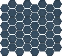 Tegelsample: The Mosaic Factory Valencia hexagon glasmozaïek tegels 28x33 blauw mat