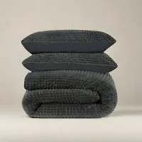 Dekbedovertrek Teddy - Check - Antraciet - Eenpersoons (140x200 Cm) - Antraciet Microvezel - Effen - Sleeptime - Dekbed-Discounter.nl