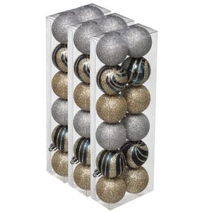 36x stuks kerstballen mix goud/zilver glans/mat/glitter kunststof 4 cm