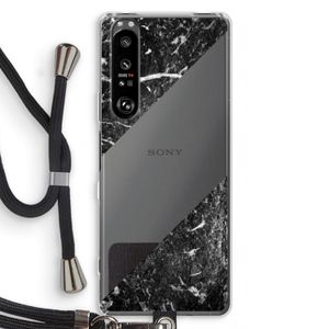 Zwart marmer: Sony Xperia 1 III Transparant Hoesje met koord