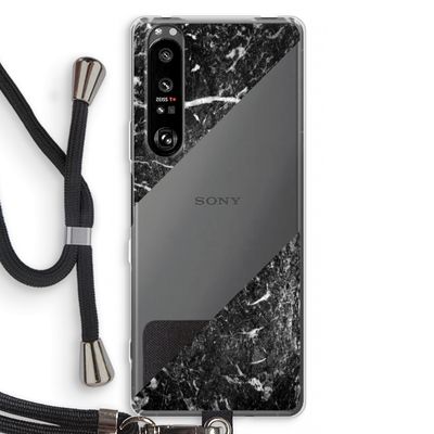 Zwart marmer: Sony Xperia 1 III Transparant Hoesje met koord