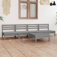 5-delige Loungeset massief grenenhout grijs