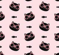 Slaapkamer behang Zwarte katten met roze bril