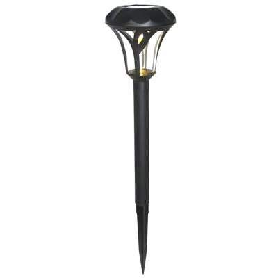 Gerimport Tuinlamp - solar - LED licht - kunststof - H38 cm - zwart - grondpin