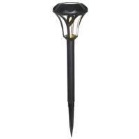 Gerimport Tuinlamp - solar - LED licht - kunststof - H38 cm - zwart - grondpin