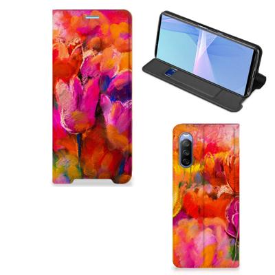 Bookcase Sony Xperia 10 III Tulips Bookcase Sony Xperia 10 III Tulips